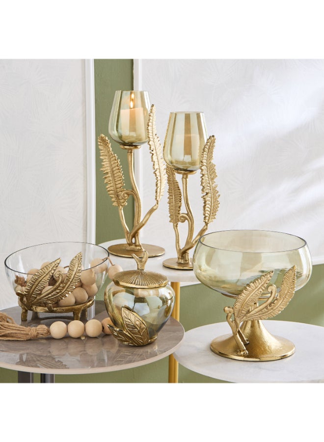 Home Box وعاء زجاجي قائم من خيوط السرخس - ذهبي - Image 4